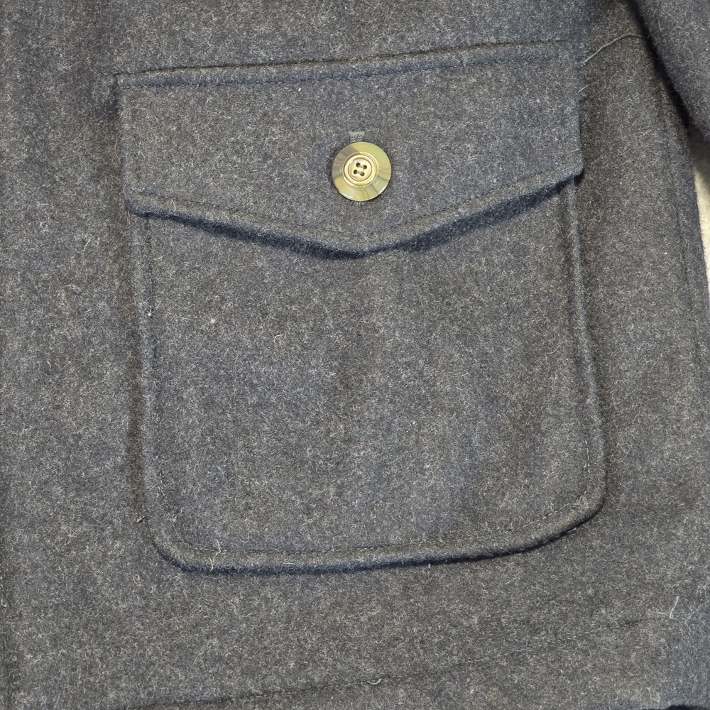 Geo Collection Mens Charcoal Wool Blend Coat L Heavy Winter Professional Classy - Picture 2 of 16